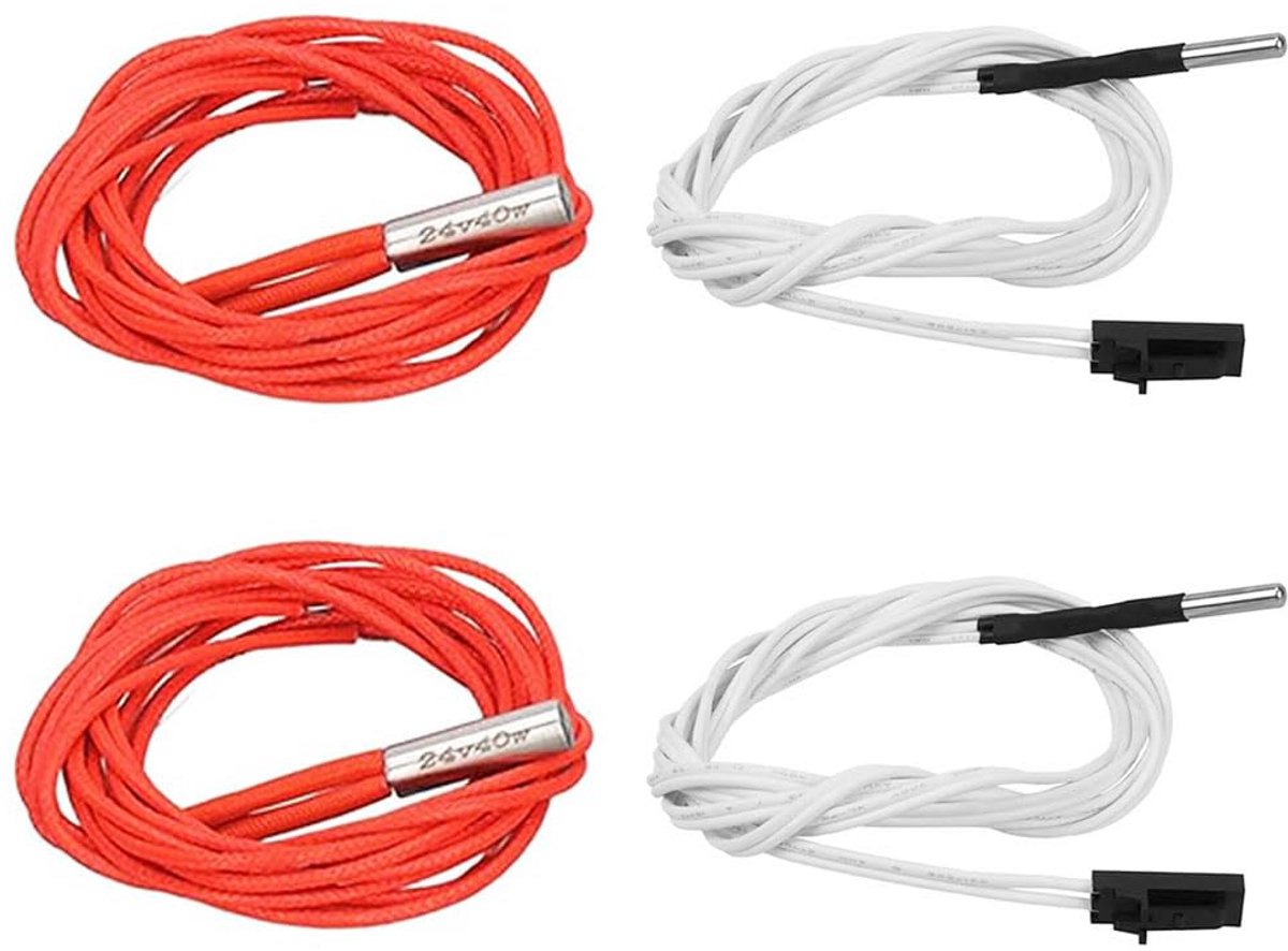 Verwarmingspatroon voor 3D-printer, verwarmingsbuiselement, 24 V, 40 W, thermistor, hoge temperatuursensor, hot-end onderdelen