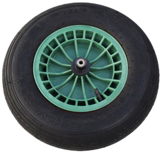 FORT 2PLy kruiwagenwiel 400x100mm, kunststof velg, kleur groen, luchtband van Fort — afbeelding 3