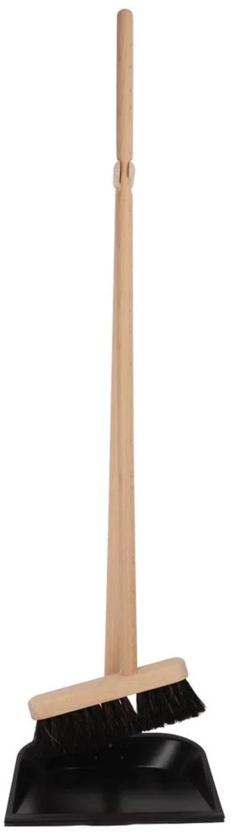 Talen Tools Stofblik met lange steel en cocos bezem, zwart en naturel hout, handig voor keuken, hal en schuur