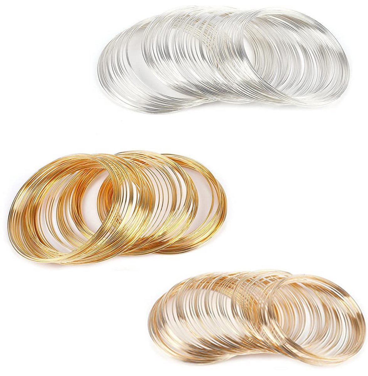 300 Stuks Armband Draad Set Staal Geheugendraad voor Sieraden Maken in 3 Kleuren