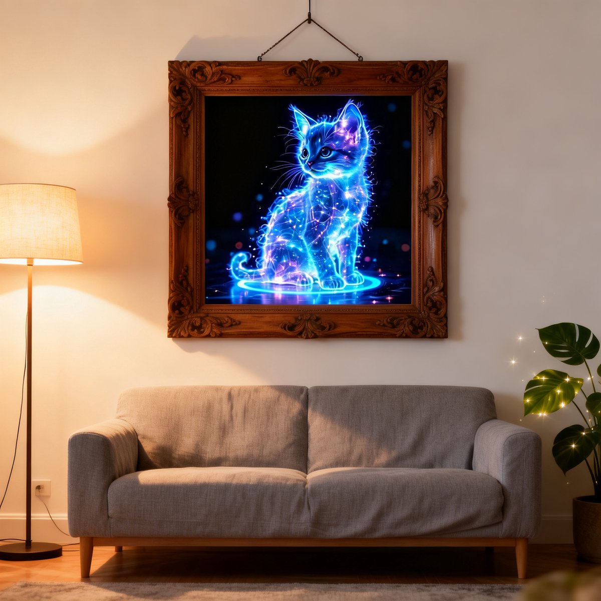 BOTC Diamond Painting Volwassenen - Diamond Painting Kinderen - Diamond Painting Pakket Volledig - Lichtgevende kat - 30x40CM — afbeelding 4
