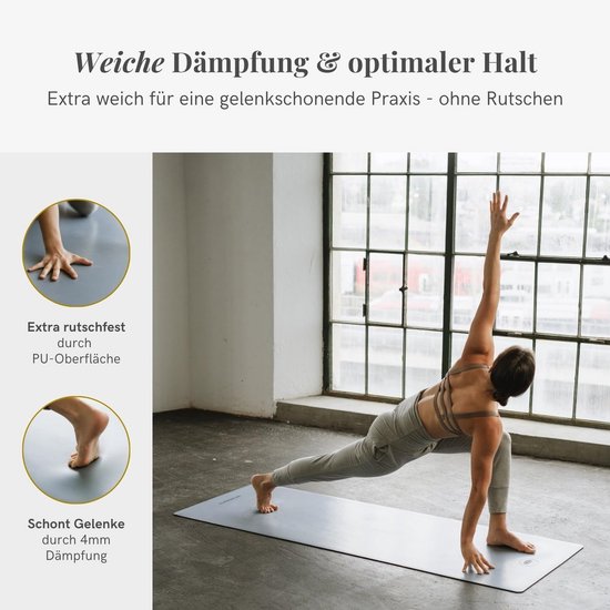 Professionele Antislip Yogamat - Ecologisch Natuurlijk Rubber - Ideaal voor Hot Yoga en Ashtanga Yoga - Extra Breed — afbeelding 4