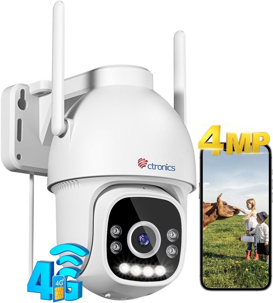 2,5K 4MP 3G/4G LTE Bewakingscamera voor Buiten - PTZ IP-camera met Persoonsherkenning en Nachtzicht