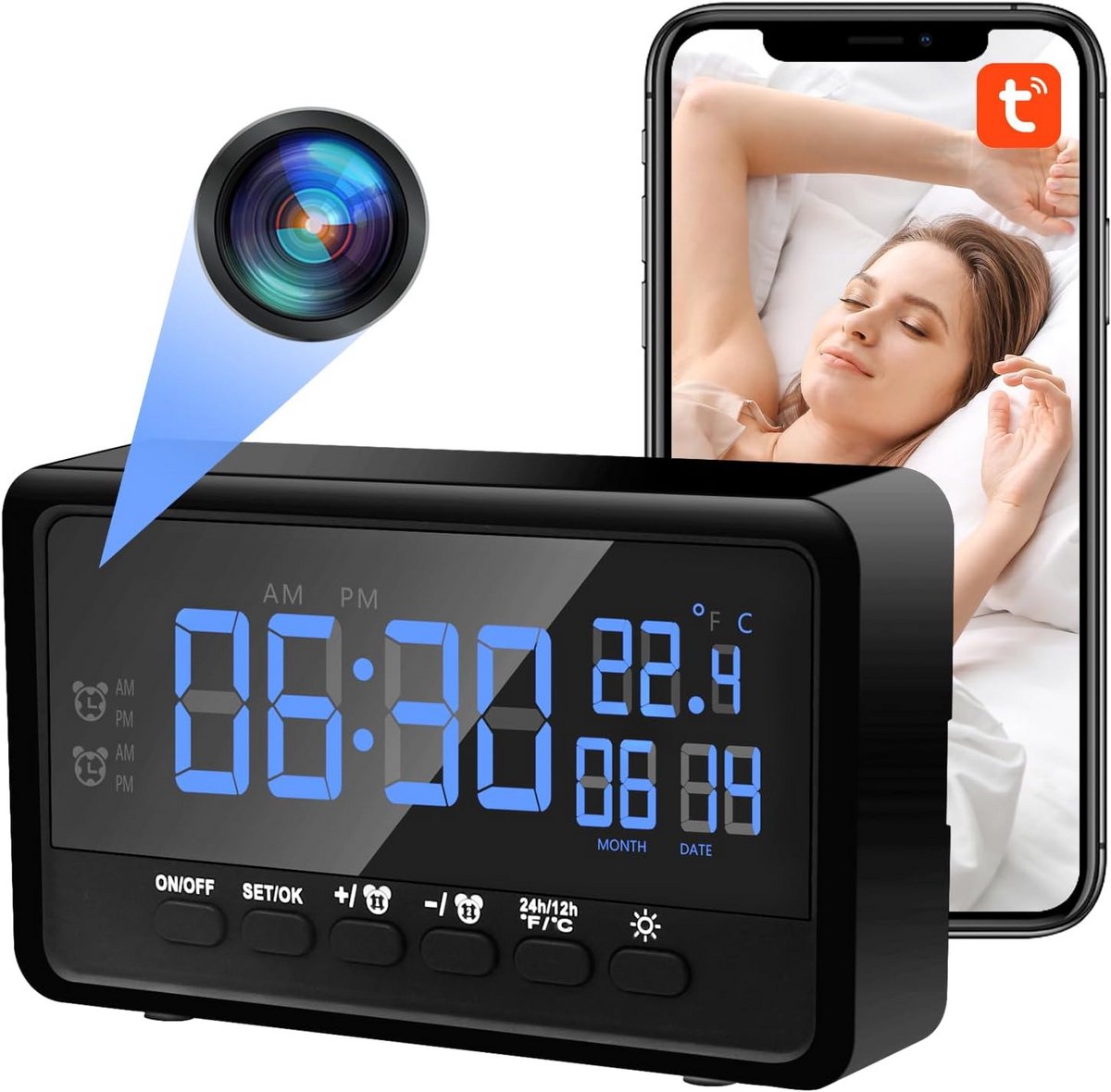 Verborgen Wifi-camera met HD 1080P, Nachtzicht, Bewegingsdetectie en 24/7 Bewaking