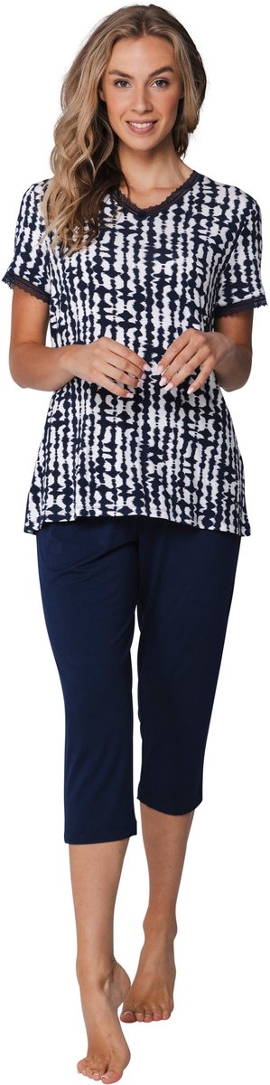 Pastunette Premium - Pyjama - Indigo Flow - Viscose - Blauw/Wit