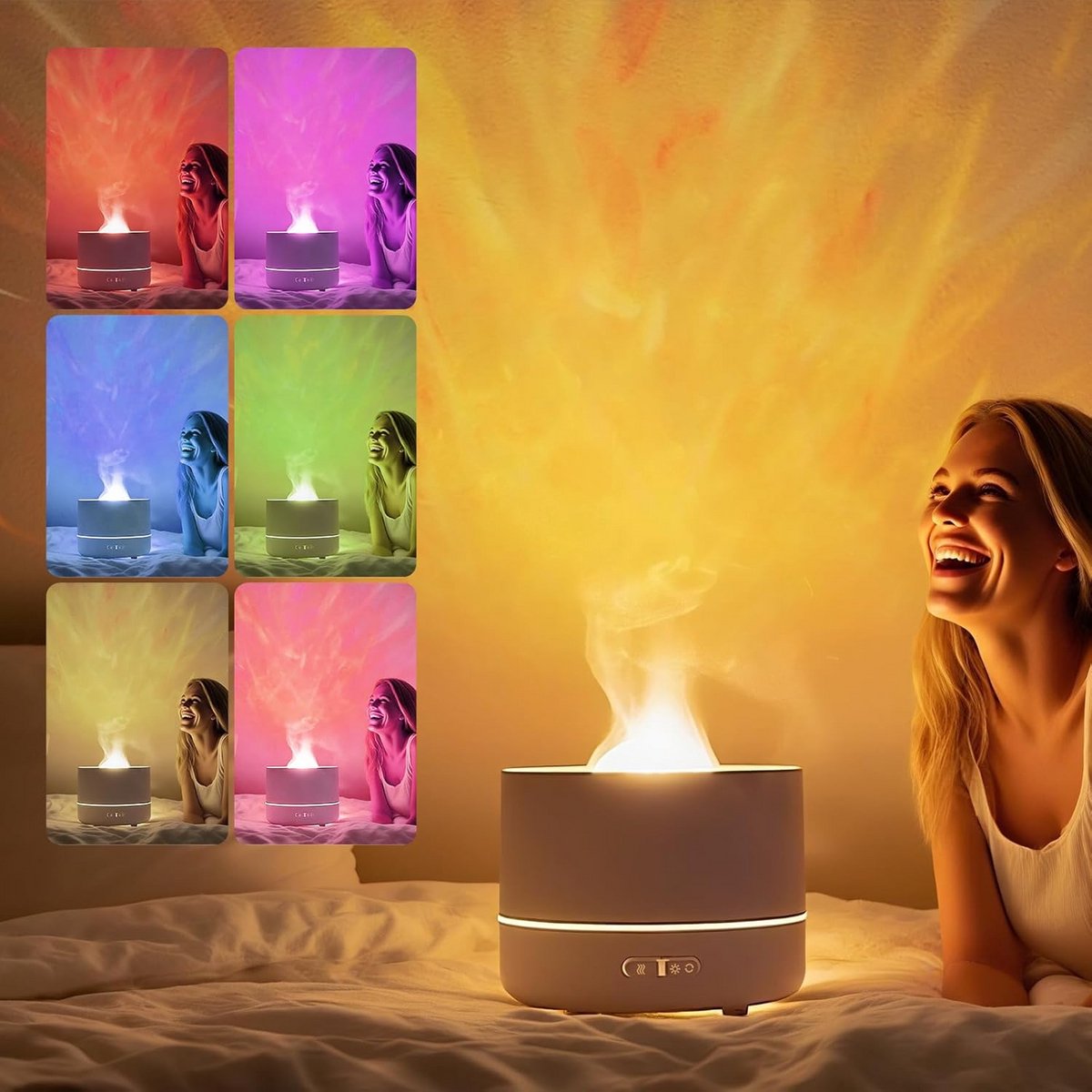 Luchtbevochtiger met Sterrenprojector en Nachtlamp voor Babykamer