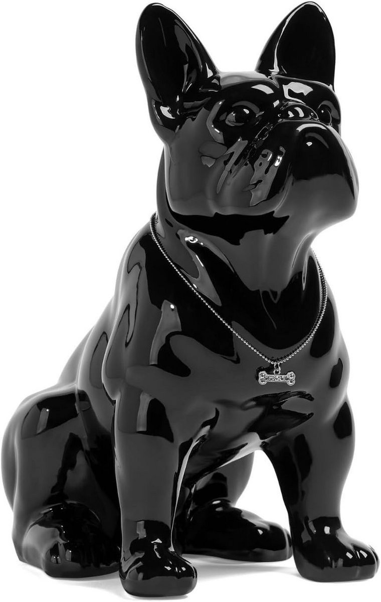 Klein Bulldog Sculptuur Decor voor Thuis en Kantoor – Keramisch Zwart Standbeeld voor Hondenliefhebbers