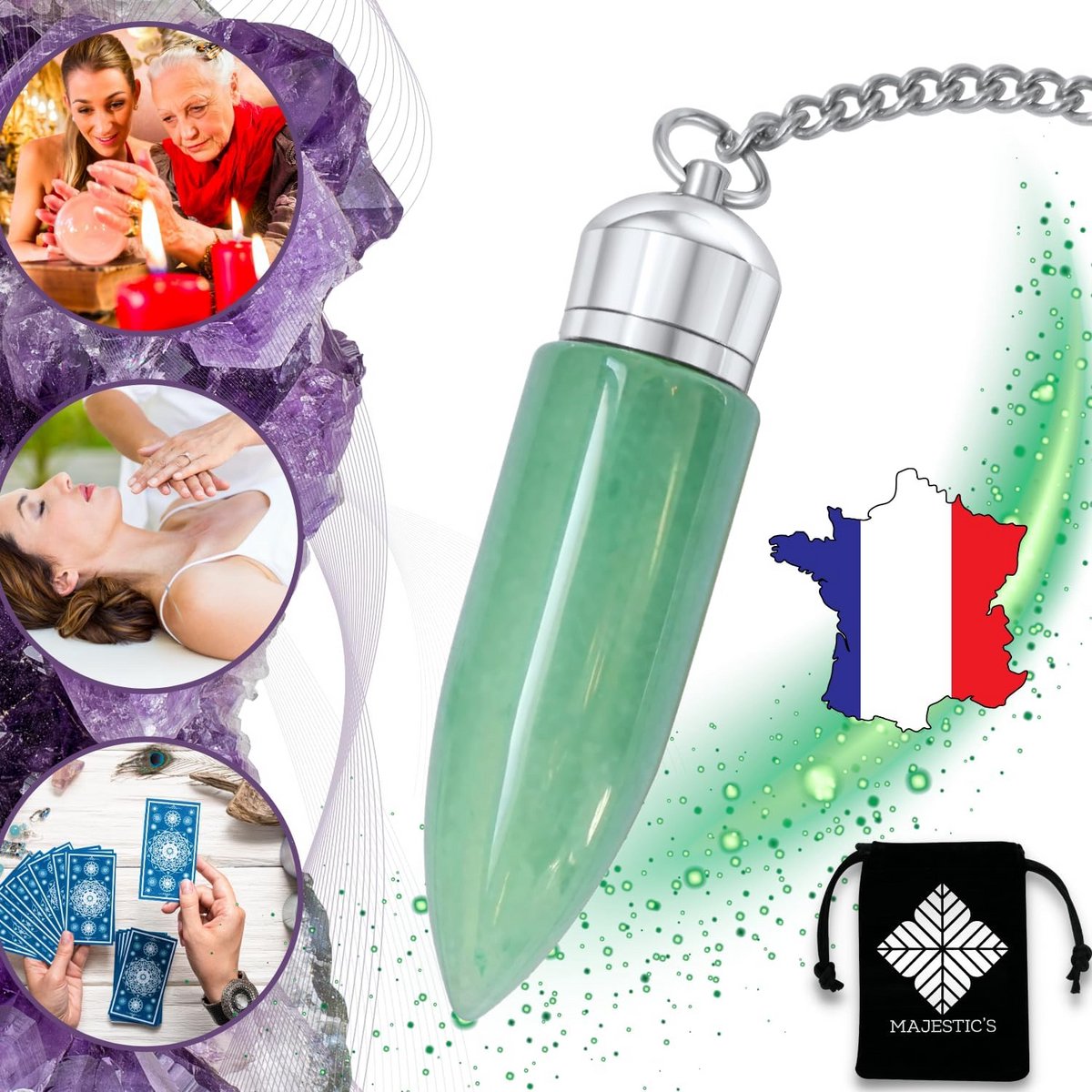 Pendel Orakelsteen Groene Aventurijn voor Wicca en Waarzeggerij