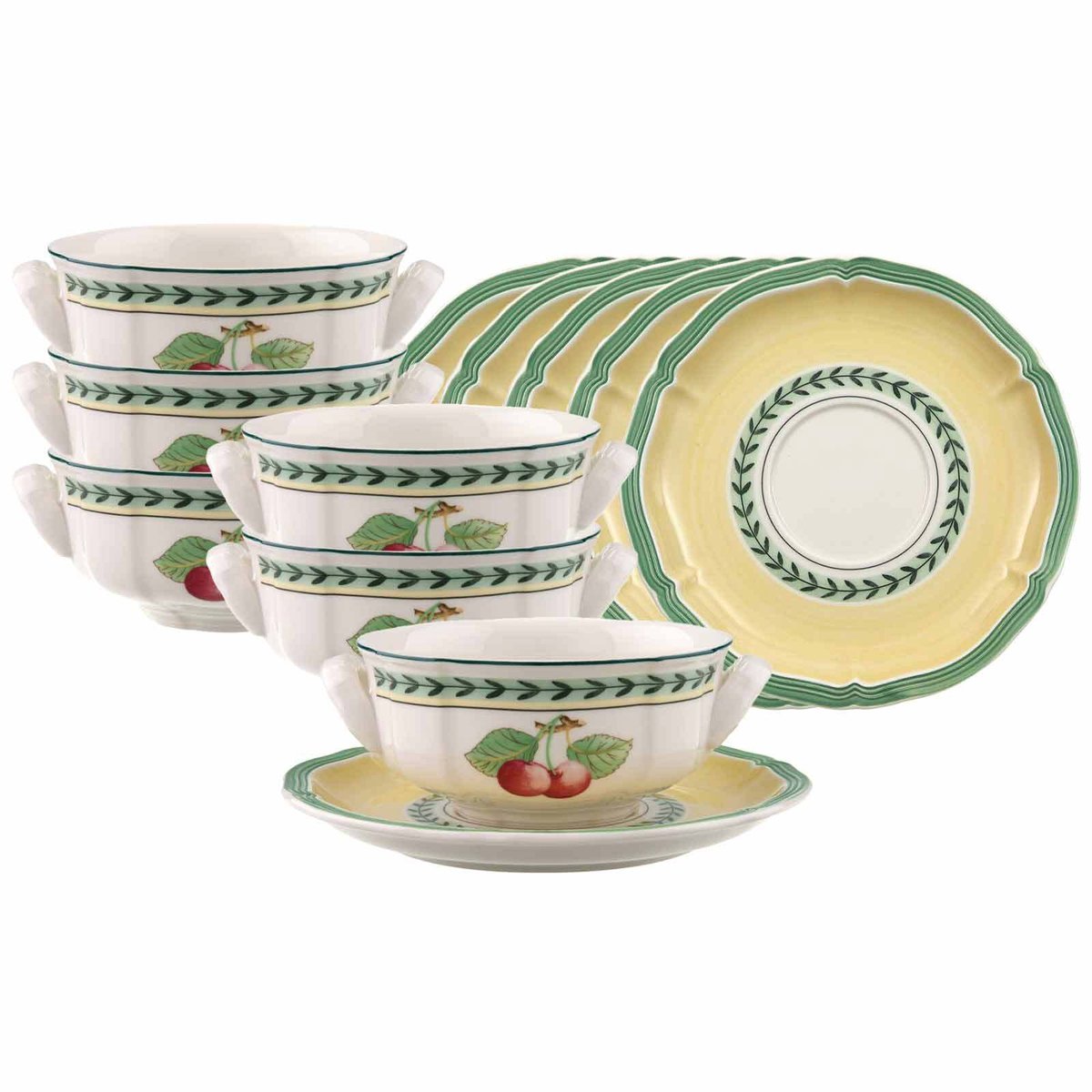 Suppentassen mit Untertassen French Garden Fleurence 240 ml Set van 6