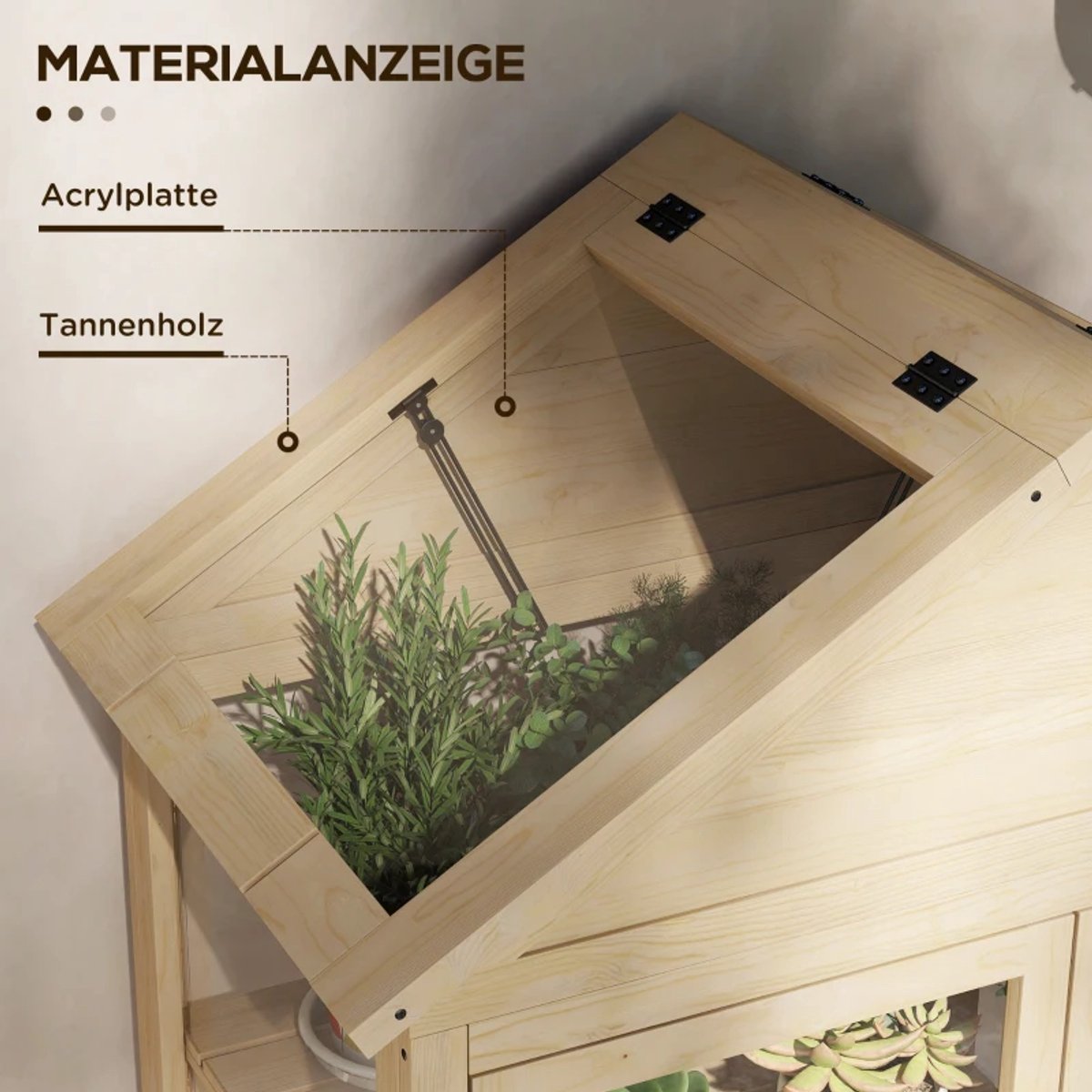 Koude Mini Kas met 3 Planken, Dakraam, Afsluitbare deur - 3 Etages - Tuinkas - Broeikas - Kweekkas - Tomatenkas - Groentekas - Plantenkas - voor Groenten, Bloemen, Planten - 100 x 56,5 x 178 cm - Grijs – foto 8