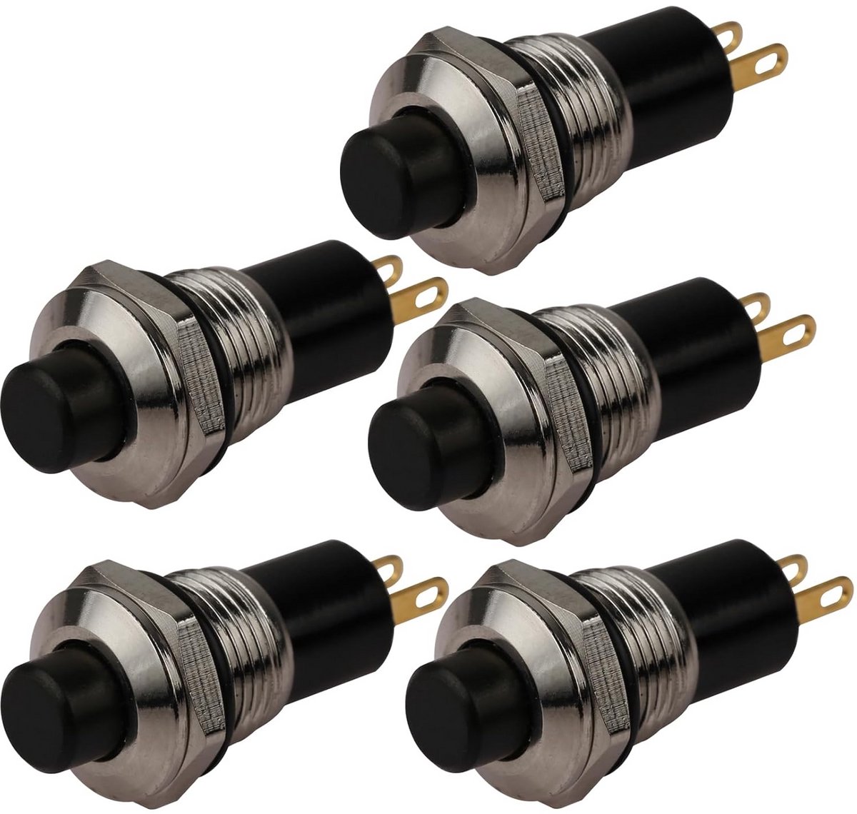 5 Stuks Mini Drukknop Schakelaars Zelfremmend DC 24V 10mm Montage Ø