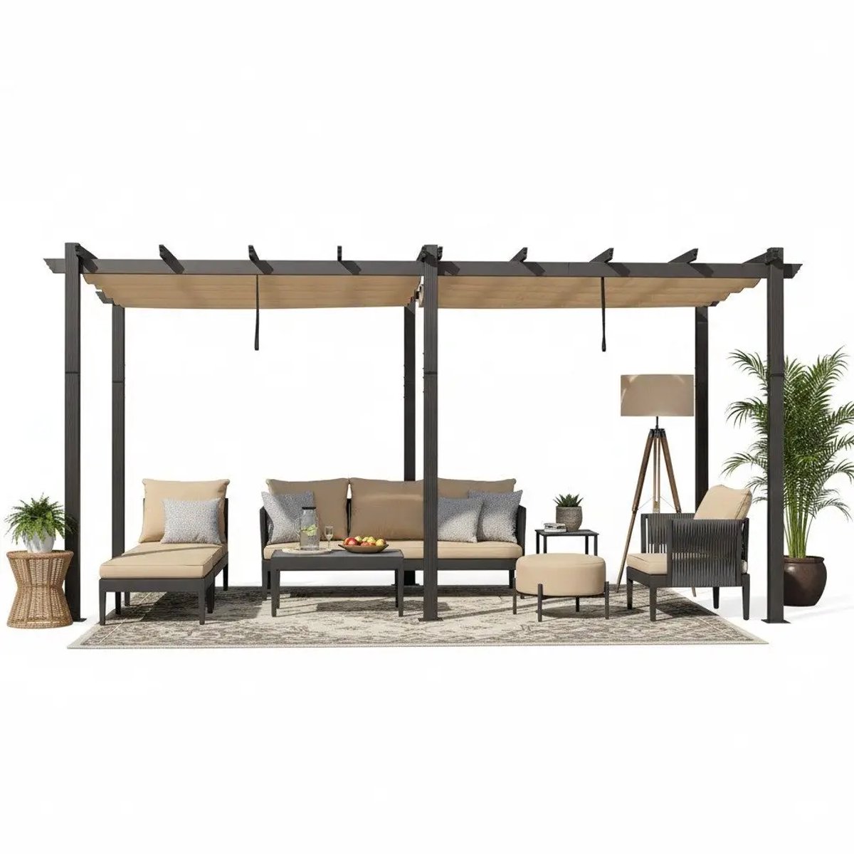 PURPLE LEAF Pergola – Stevig Aluminium Frame – Verstelbaar Zonnedak – UV-bestendig Doek – Roestvrij en Weerbestendig