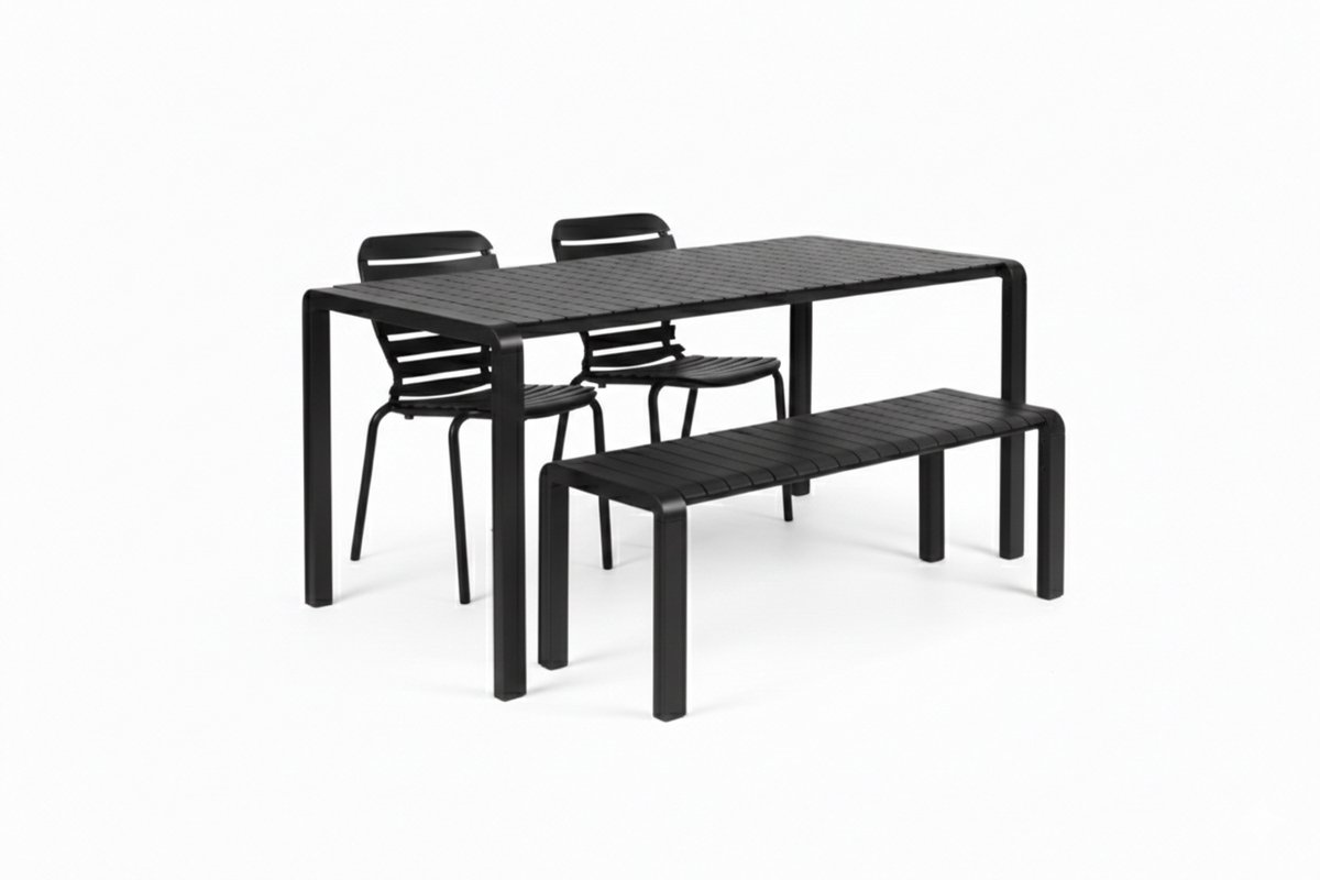 Zuiver Vondel Tuinset 4 personen - tuintafel + 2 stoelen + tuinbankje Zwart