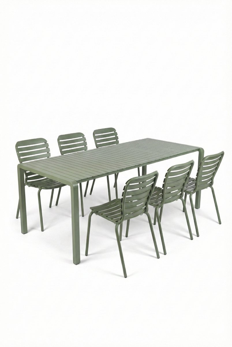Zuiver Vondel Tuinset 6 personen - tuintafel + 6 stoelen Groen
