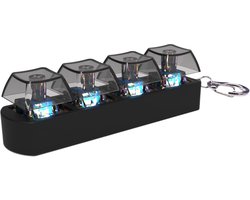 Ynkkvre - Keyboard Fidget Toy - Sleutelhanger - Anti Stress Speelgoed - Mechanische Klikker met LED-Verlichting - 4-Toets Switch Tester - Voor Kantoor en Thuis - Inclusief Sleutelring - Geschikt voor Volwassenen en Kinderen