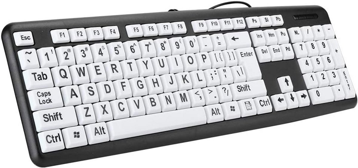 Grootletter toetsenbord voor ouderen - USB bedraad toetsenbord met 104 toetsen
