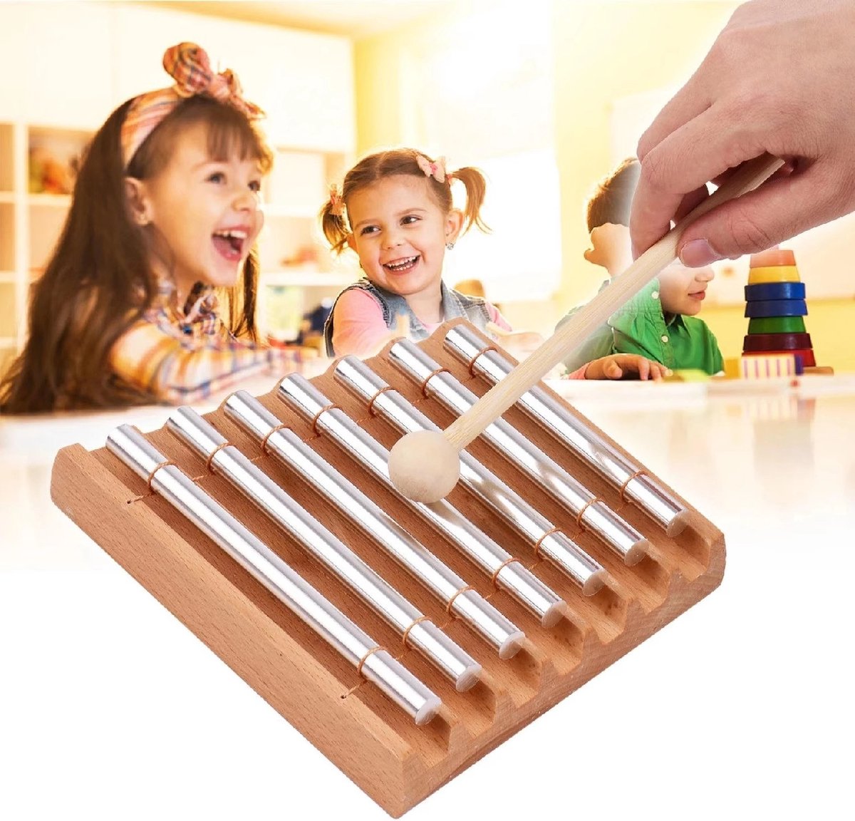 Meditatie Klankstaaf Set - Percussie Instrument voor Yoga en Ontspanning - 7 fonemen