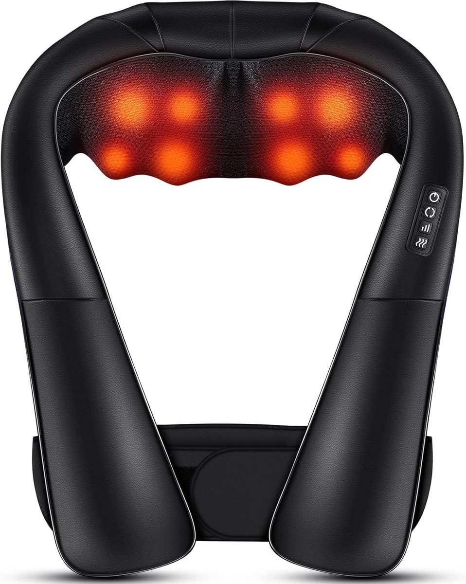 4D Shiatsu Massageapparaat met Warmtefunctie voor Nek en Rug – Thuis, Kantoor en Auto