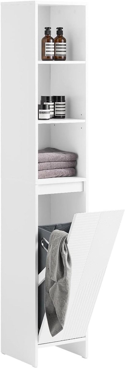 Hoge Wandgemonteerde Badkamerkast met 2 Planken - Wit 30x170x30cm