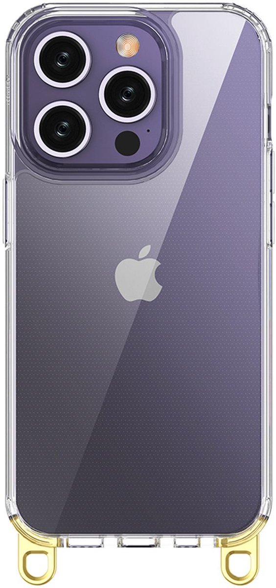 Mobigear Hoesje geschikt voor Apple iPhone 15 Pro Telefoonhoesje Hardcase | Mobigear Bungy Backcover | iPhone 15 Pro Case | Back Cover - Goud