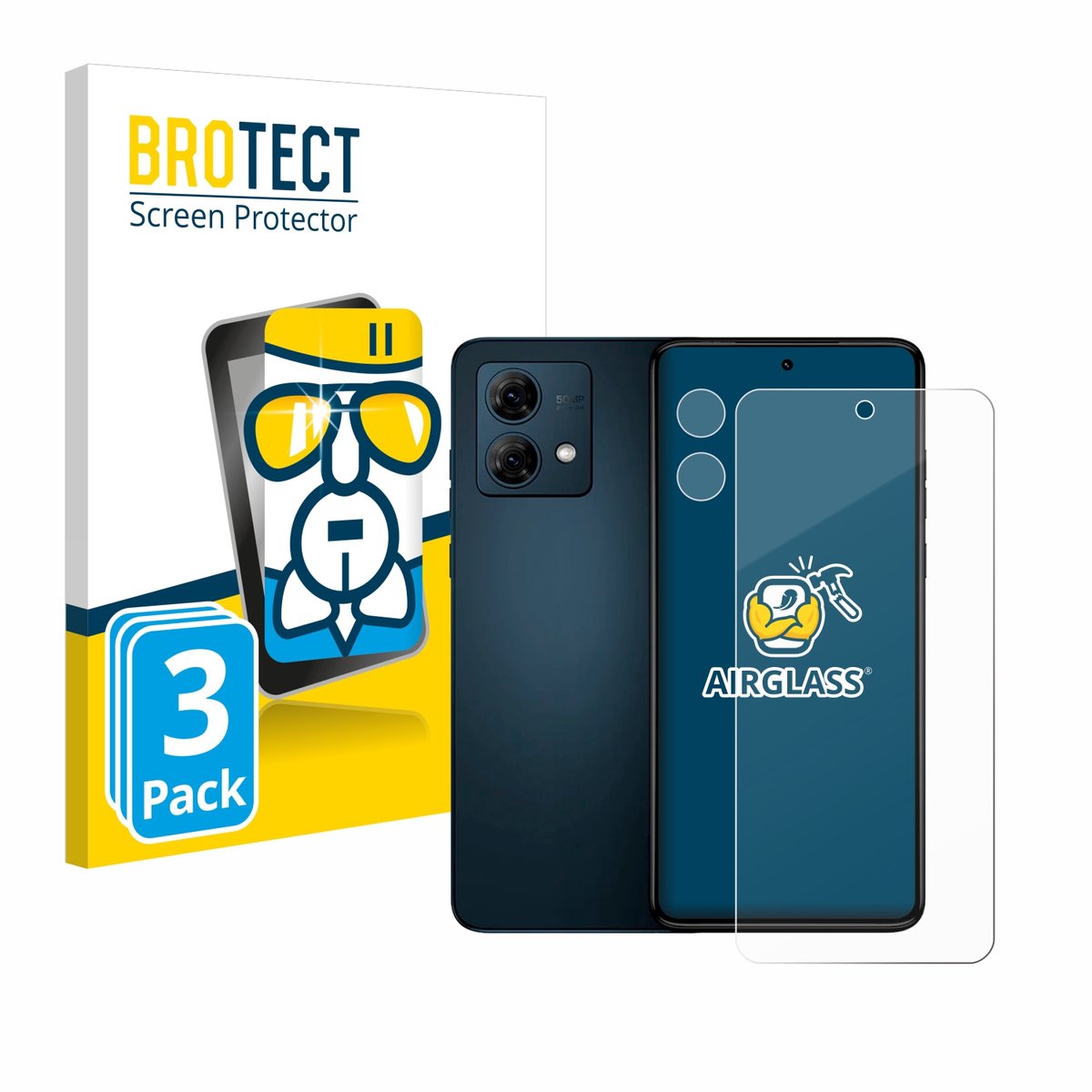 Screenprotector 3 Stuks voor Motorola Moto G84 (Voor+Camera) Beschermglas transparant