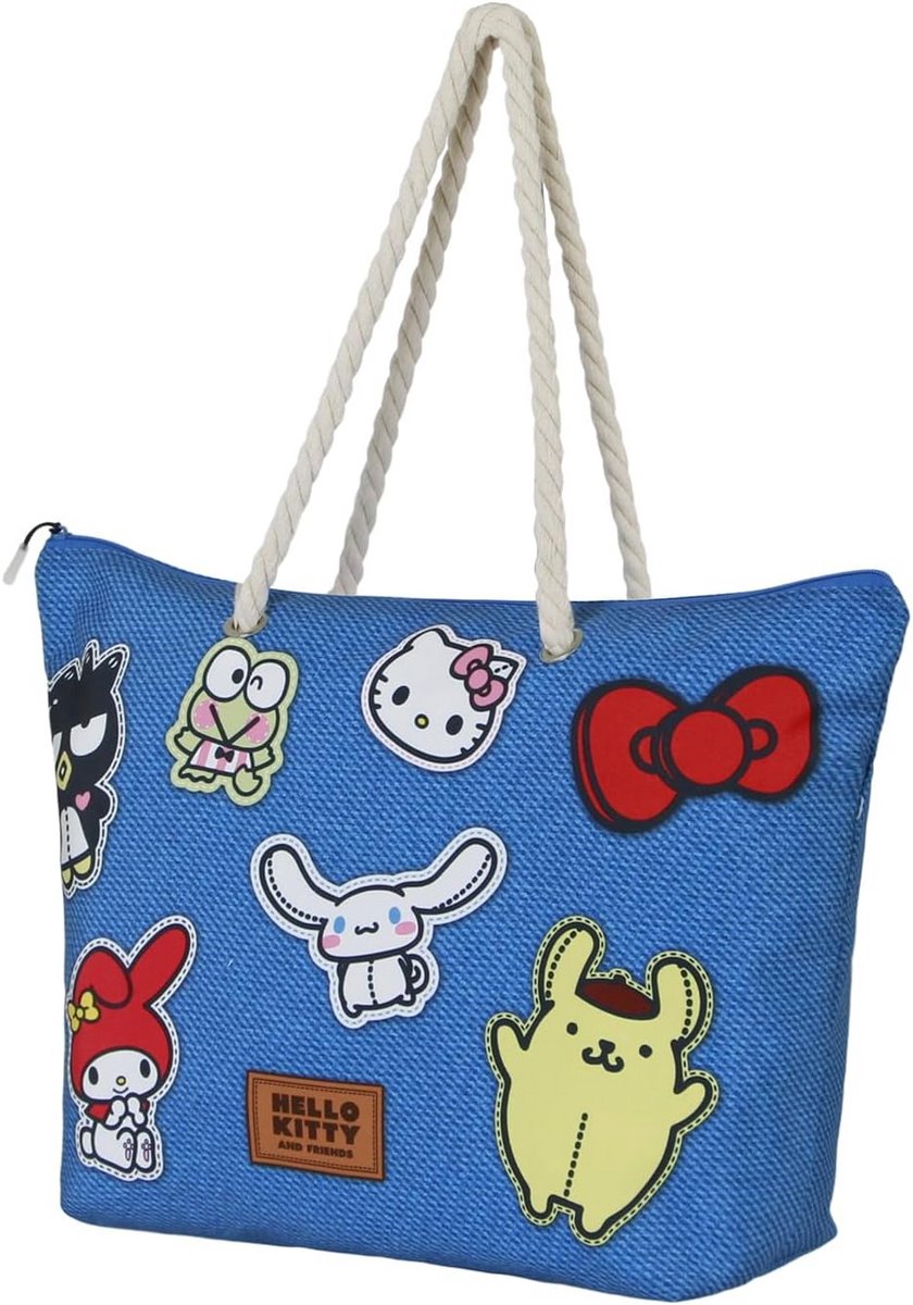 Grote Strandtas met Ritssluiting - Blauw Zomer Strandtas voor Dames en Meisjes