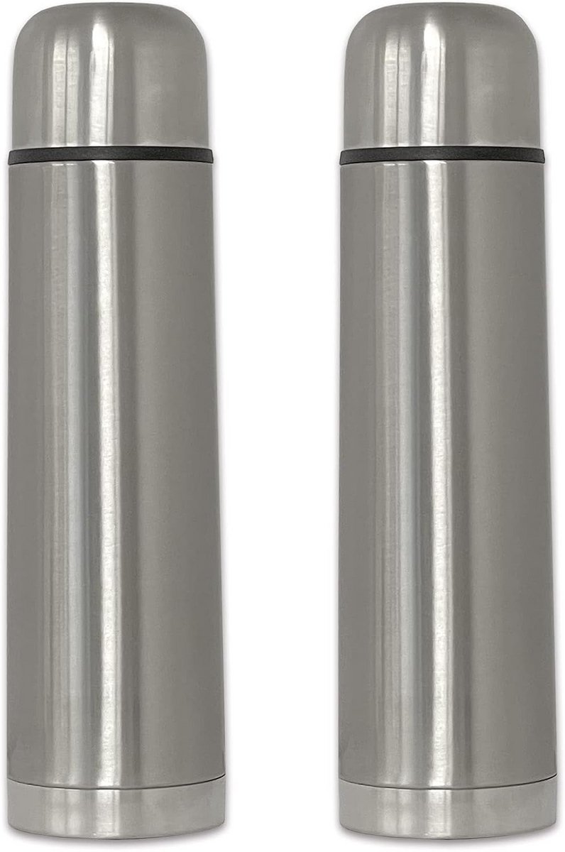 Set van 2 RVS Thermosflessen 750ml met Drinkbeker - Warm en Koel Houden
