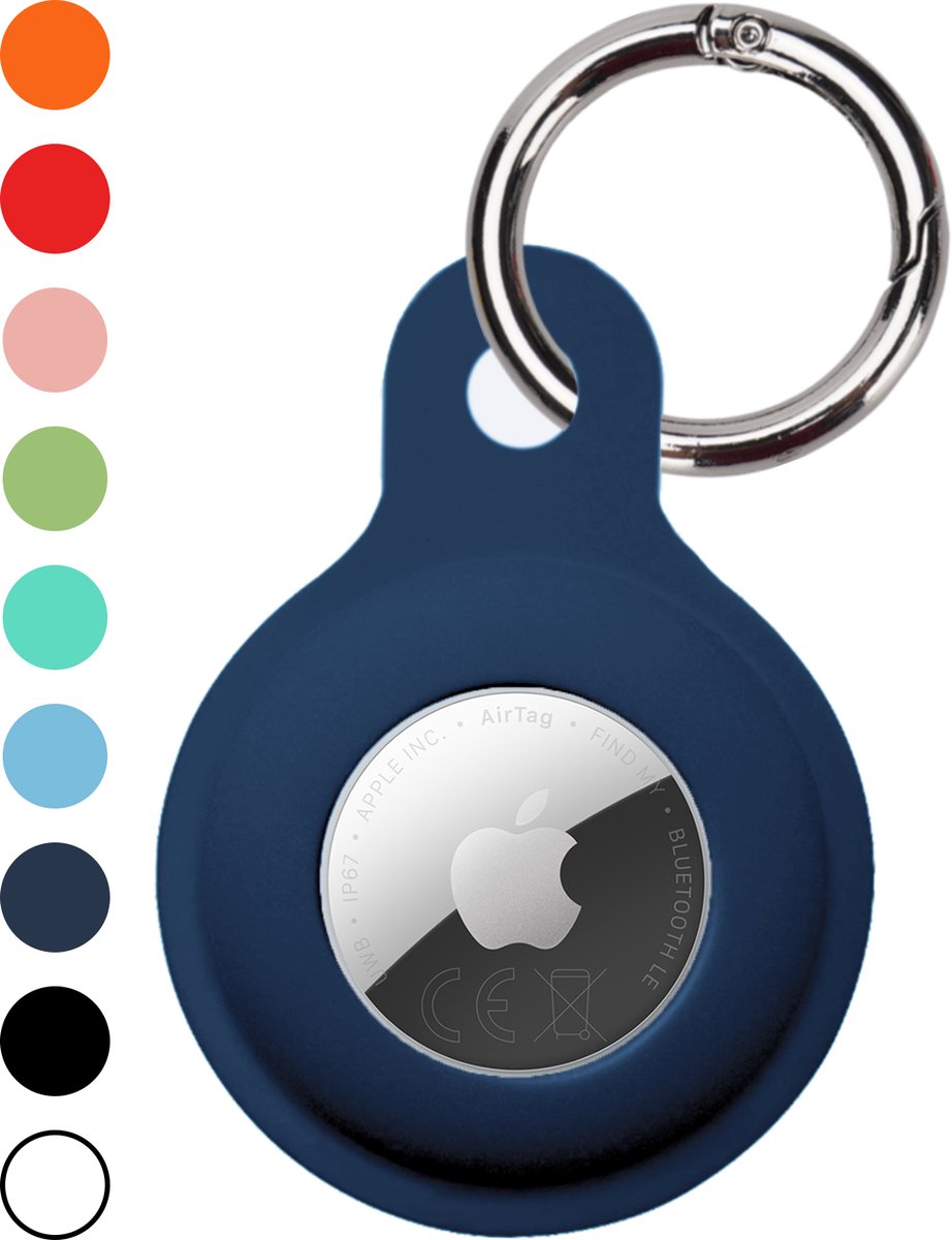 Hoesje Geschikt voor Apple AirTag 2e generatie Hoesje Sleutelhanger Houder - Siliconen Hoesje Geschikt voor Apple AirTag 2 Hoesje - Donkerblauw
