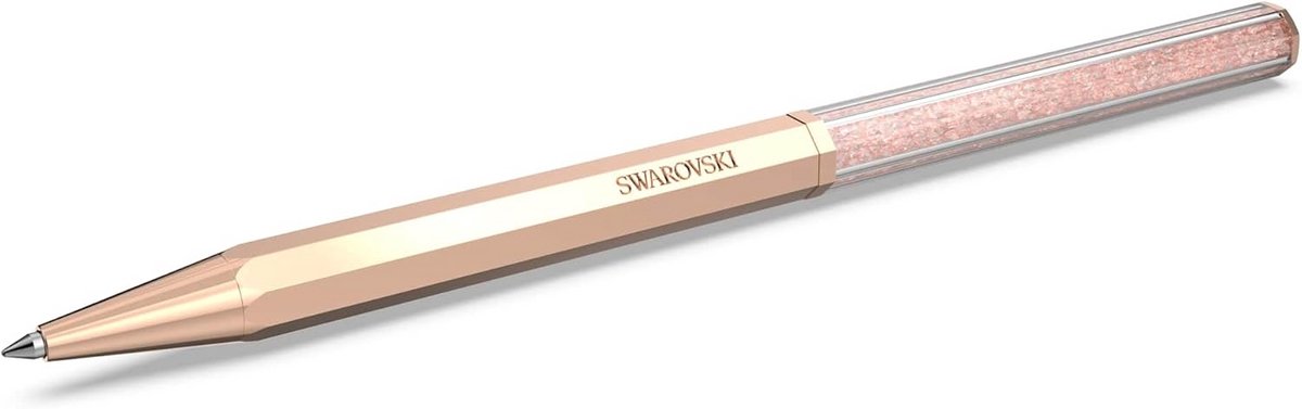 Luxe Octagonale Vulpen met Roze Kristallen en Roségoudkleurige Afwerking