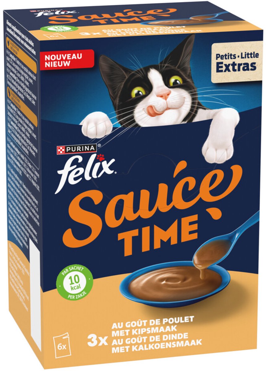 Felix Felix Kattensnack Sauce Time Kip & Kalkoen - 6x40 gr