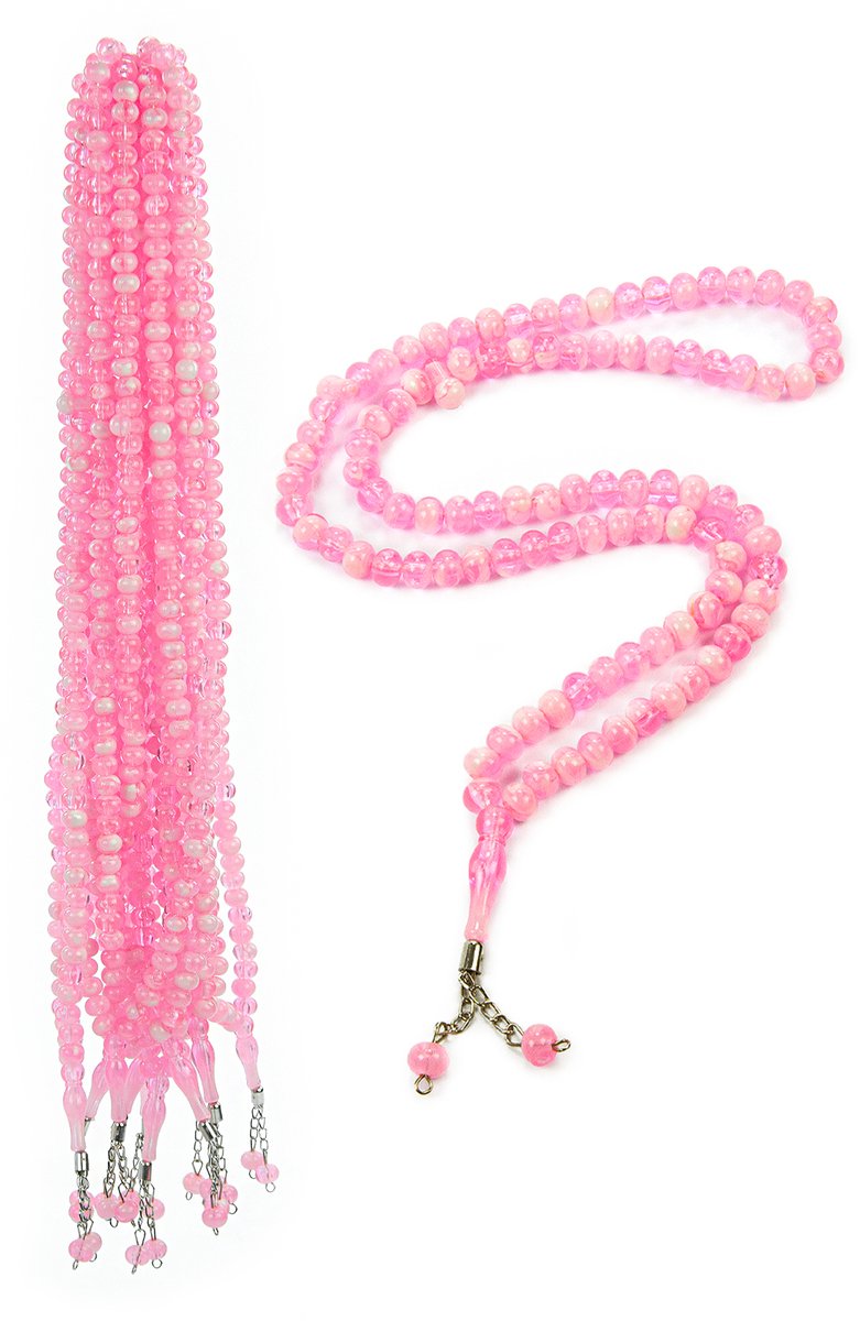 Ihvan Online Tasbih Gebedskralen 99 Kralen – Set Van 10 Stuks – Islamitische Gebedsketting – Dhikr Tasbeeh – Islamitisch Cadeau Voor Ramadan, Mawlid, Hajj & Umrah – Roze