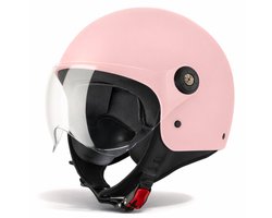 VINZ Duoro Scooterhelm / Motorhelm Roze - Helm Voor Vrouwen - Jethelm Dames - Brommer Helm - ECE Goedgekeurd - M