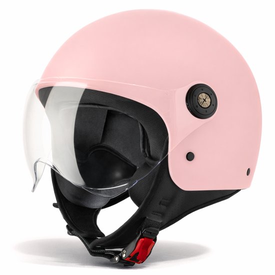 VINZ Duoro Scooterhelm / Motorhelm Roze - Helm Voor Vrouwen - Jethelm Dames - Brommer Helm - ECE Goedgekeurd - M