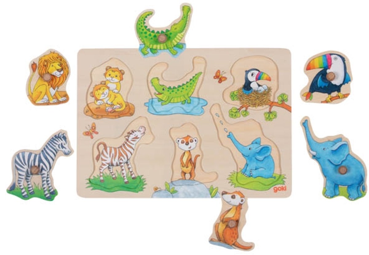 GOKI Steekpuzzel - Mama En Baby - 6 Delen - 30X21X2,4Cm - Hout - 1 Jaar — afbeelding 4