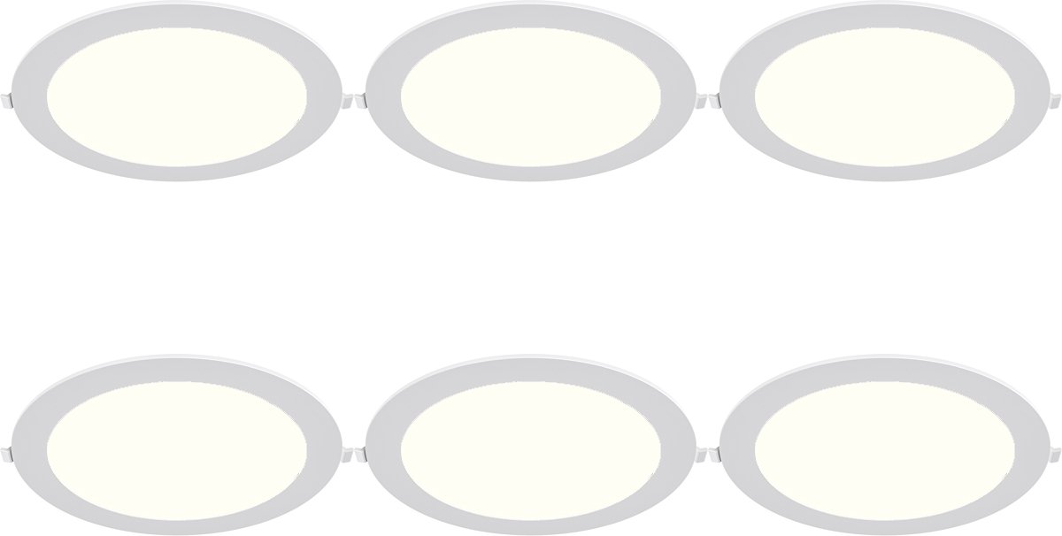LED Downlight Inbouwspot 6 Stuks - Kingtron Thin - 18W 1760lm 120° Bundelhoek - Natuurlijk Wit 4000K - IP40 - Rond - Wit - Ø229mm Buitenmaat - Ø205mm Zaagmaat