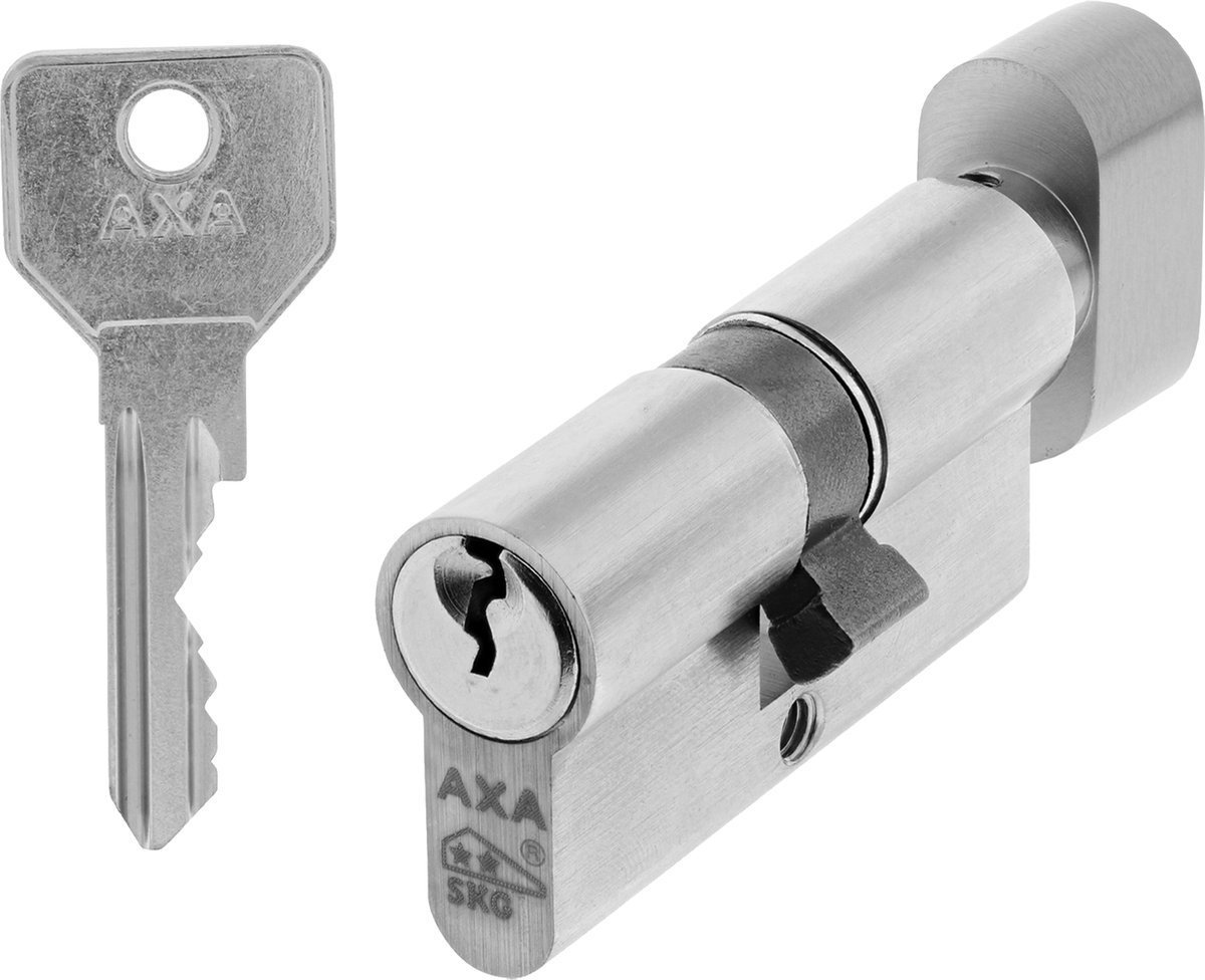 Axa Profielcilinder Type 7215 Securityplus met Knop - SKG** Gecertificeerd - 60 mm - Messingkleur - Inclusief Knopbediening Binnenzijde - Blisterverpakking - 1 Stuk
