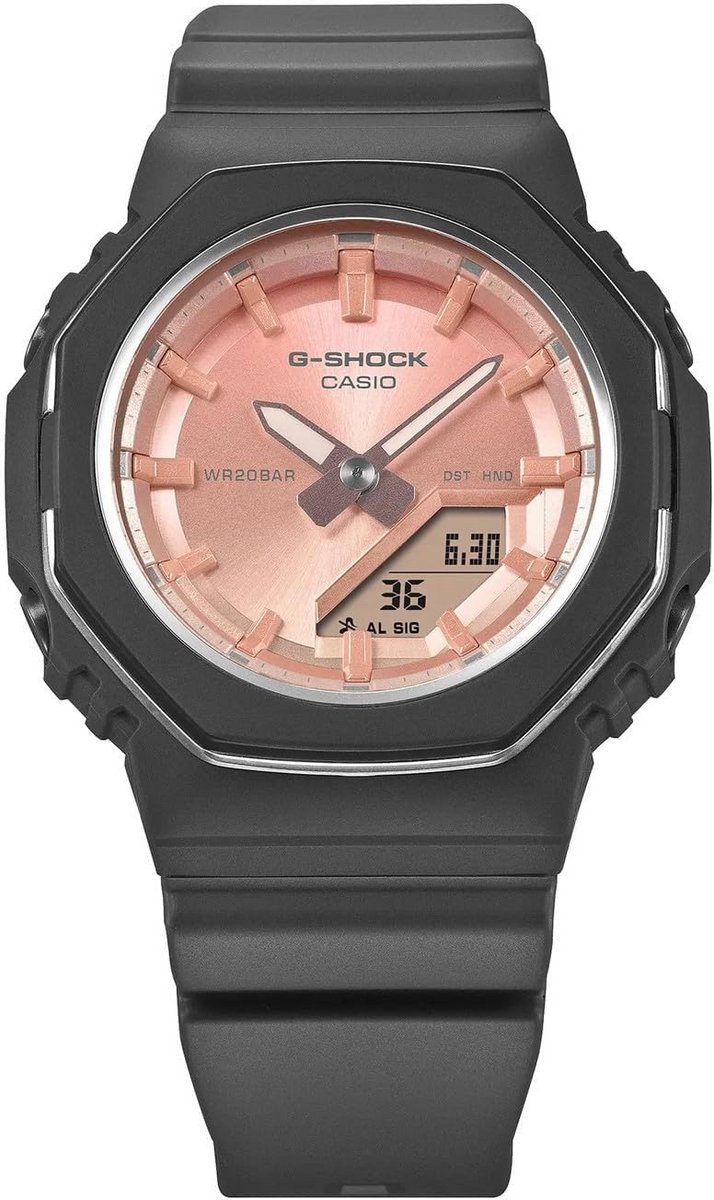 Dameshorloge compact roze met rozenkwarts look en bio-hars band