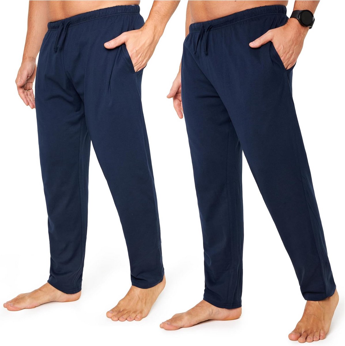Herenpyjamabroek - Comfortabele jersey loungebroek voor heren met zakken - 2 stuks
