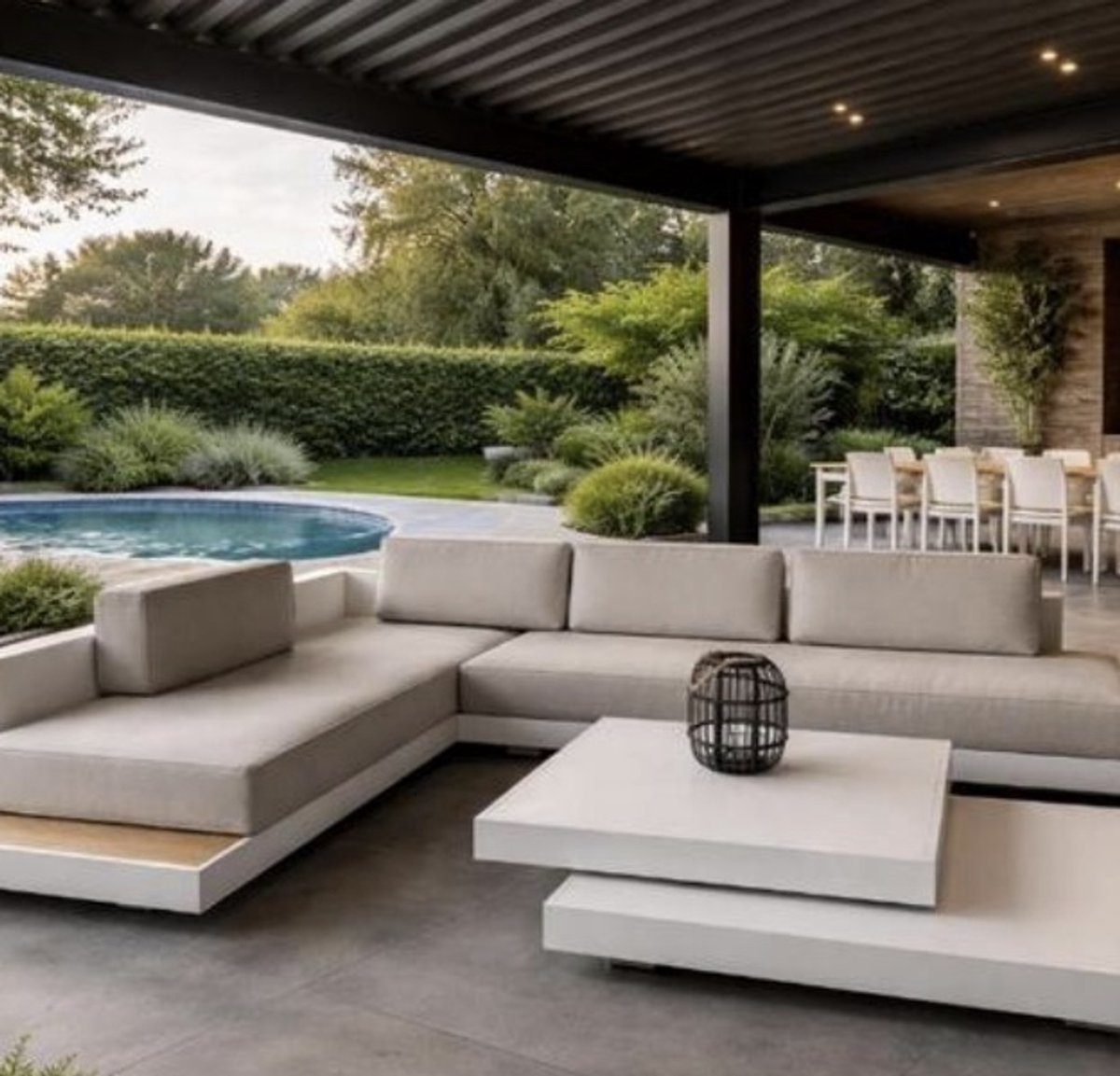 Loungeset Ibiza aluminium met teak afwerking Outdoorinstyle