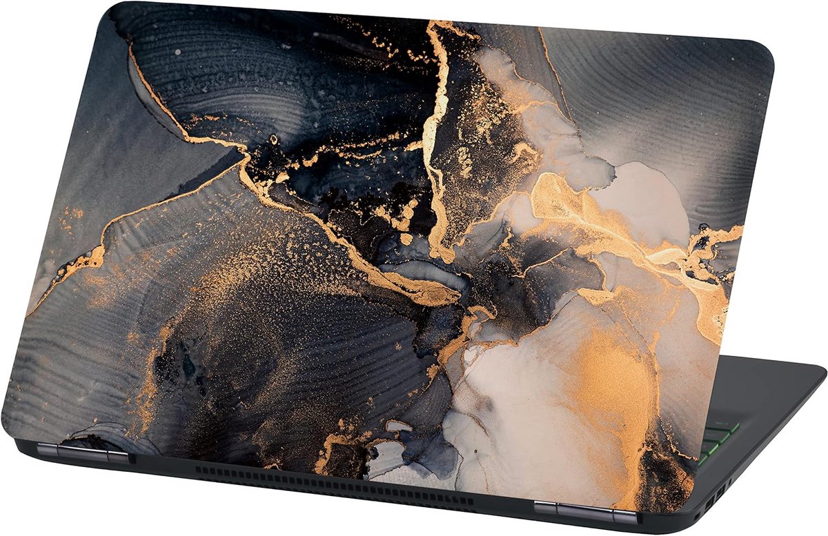 Zelfklevende Laptop Sticker Folie 15 Inch (38 cm) - Abstract Grijsblauw Marmer Design