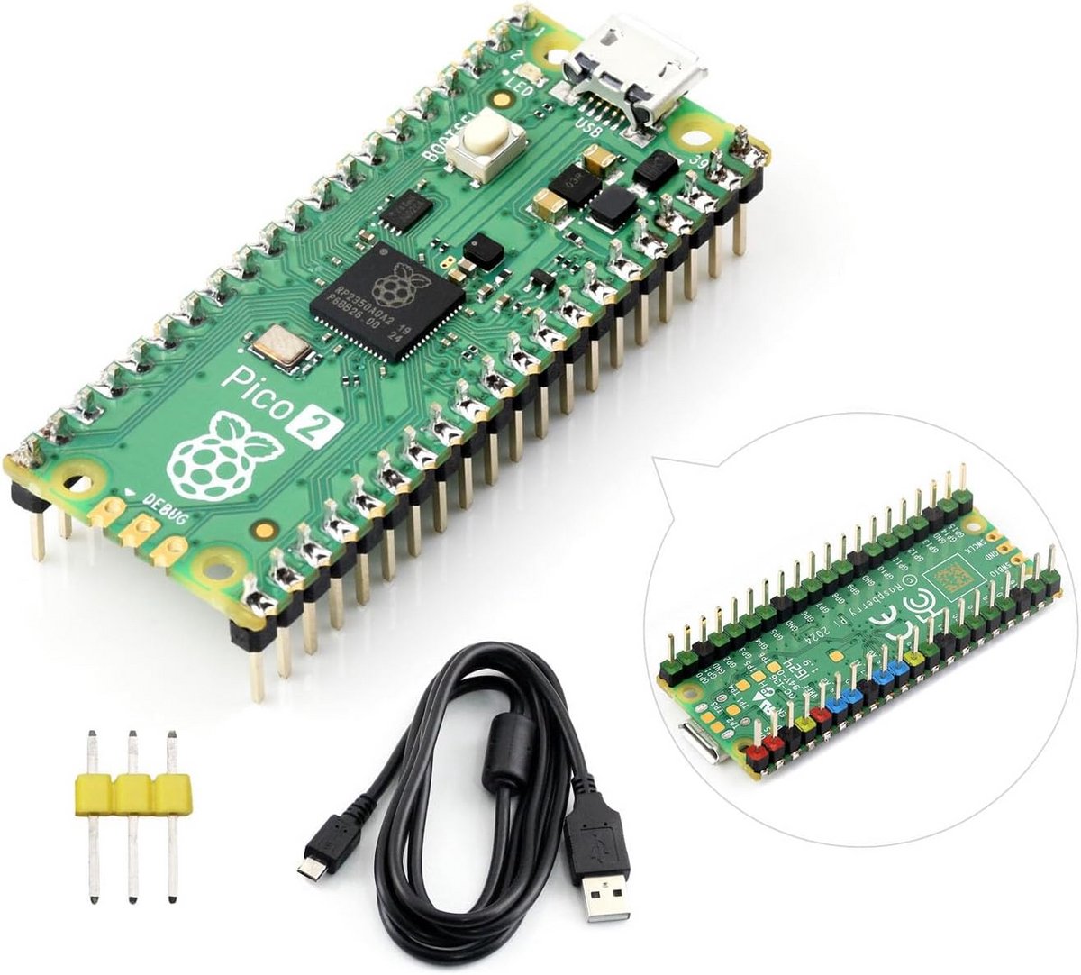Krachtige Microcontroller Board met Dual-Core RP2350 Chip en Draadloze Connectiviteit