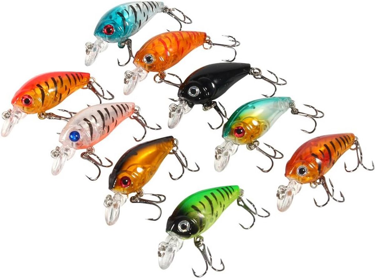 Set van 9 Assorti Hengel Shads, Kunstaas voor Baars Vissen, Klein en Vet