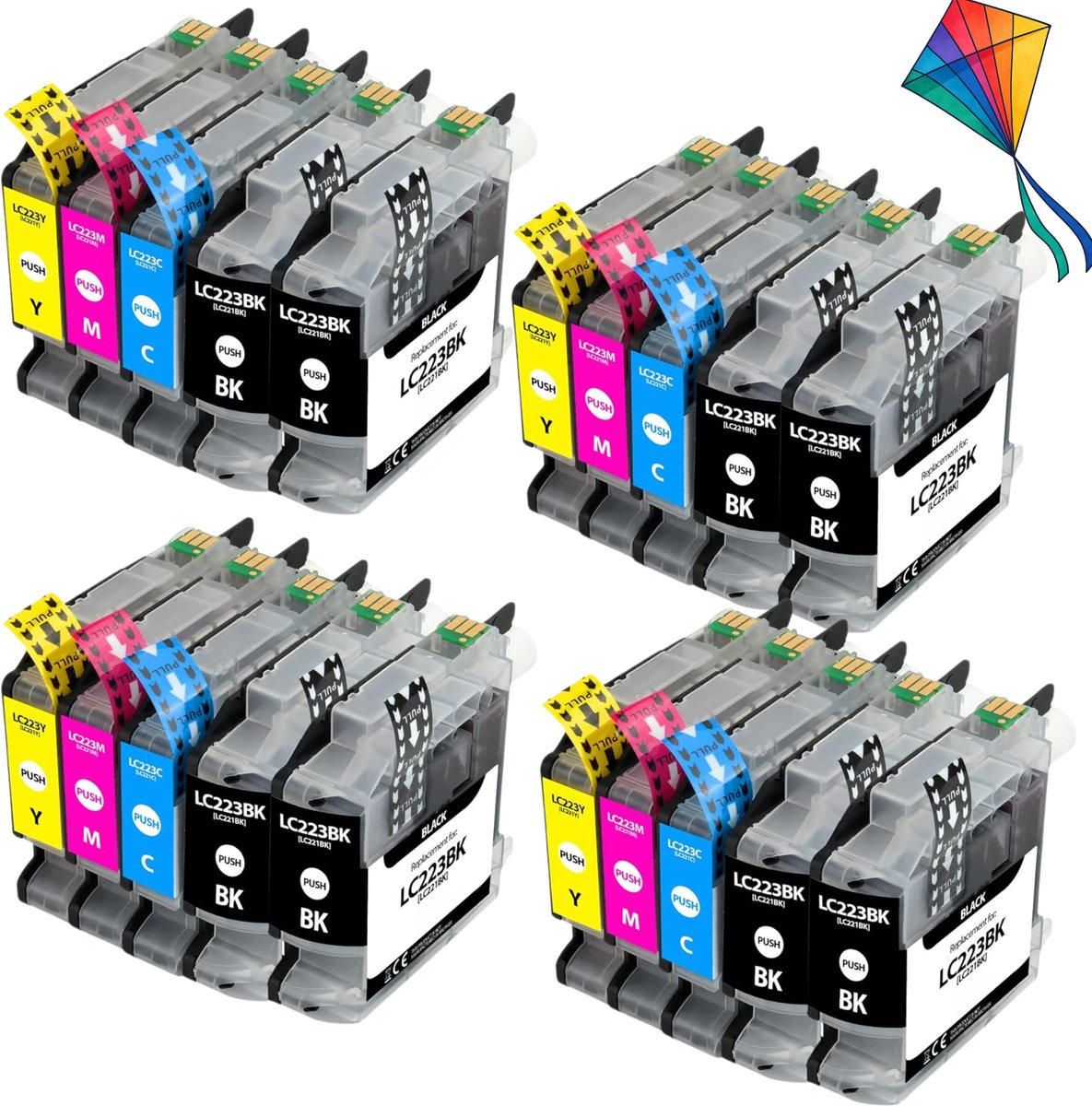 Huismerk LC223 Inktcartridges Multipack - Geschikt voor Brother LC-223 XL - 20-Pack (8x Zwart + 4x C/M/Y) - Met Chip - Voor MFC-J5320DW, J5620DW, DCP-J4120DW & J562DW