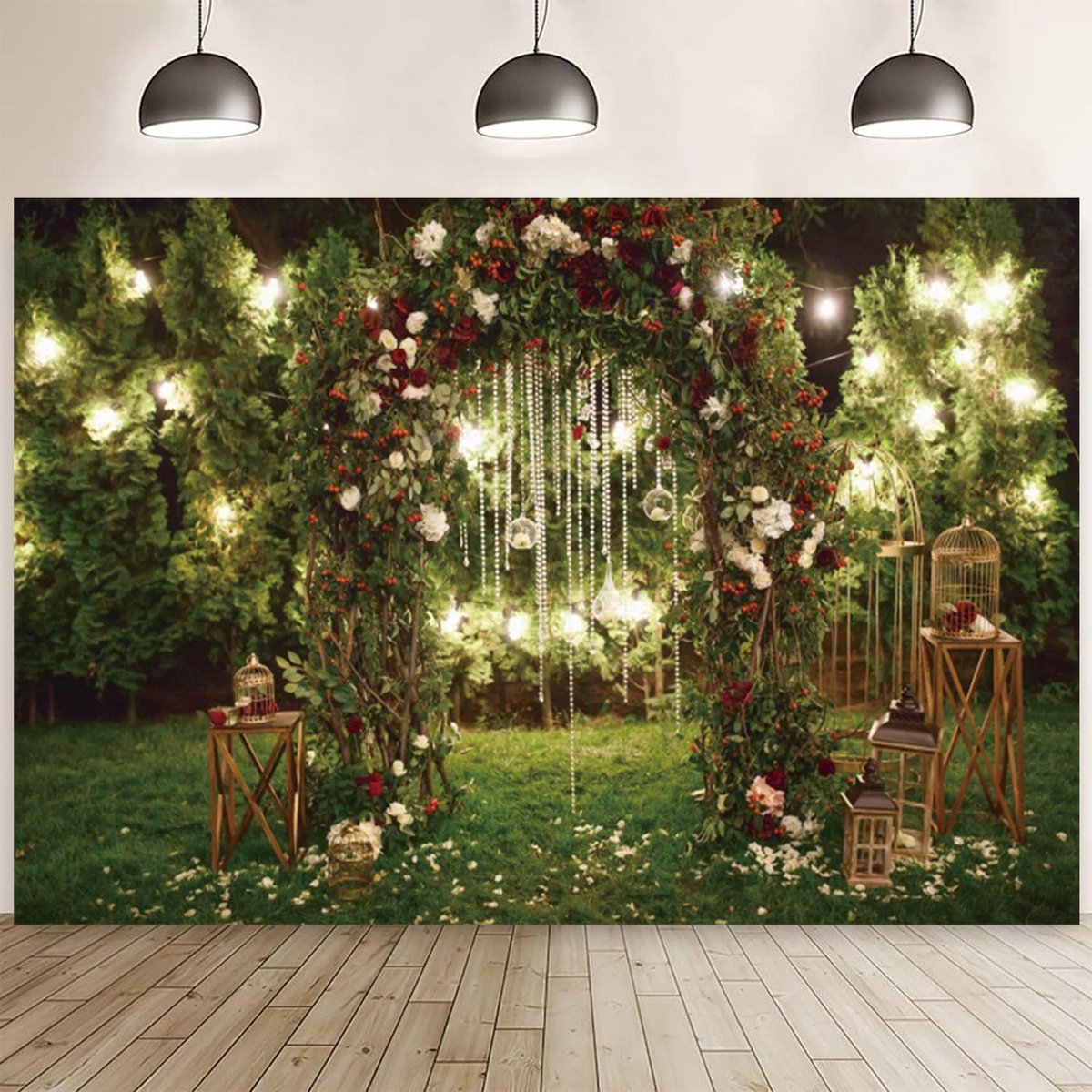Luxe Groene Grasveld Achtergrond voor Bruiloft en Feestfotografie