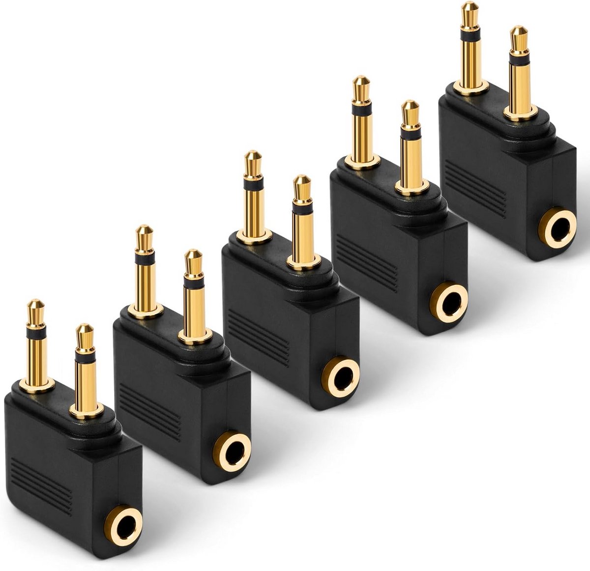 Airline Hoofdtelefoon Adapter - 5 Stuks Goudkleurige 3.5mm Jack voor Vliegtuigen