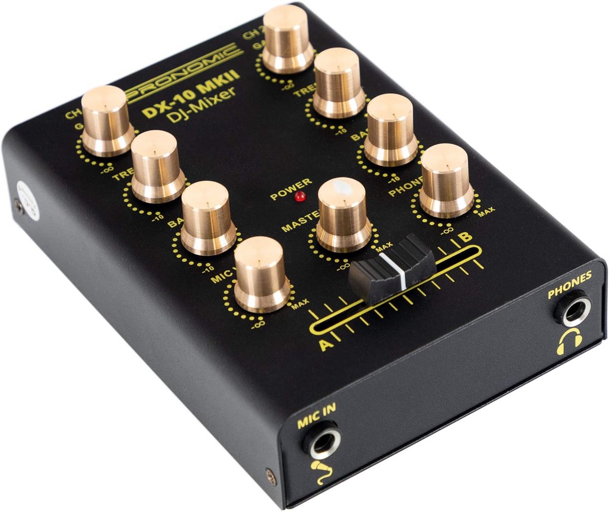Compacte 2-kanaals DJ Mixer met EQ en Microfooningang