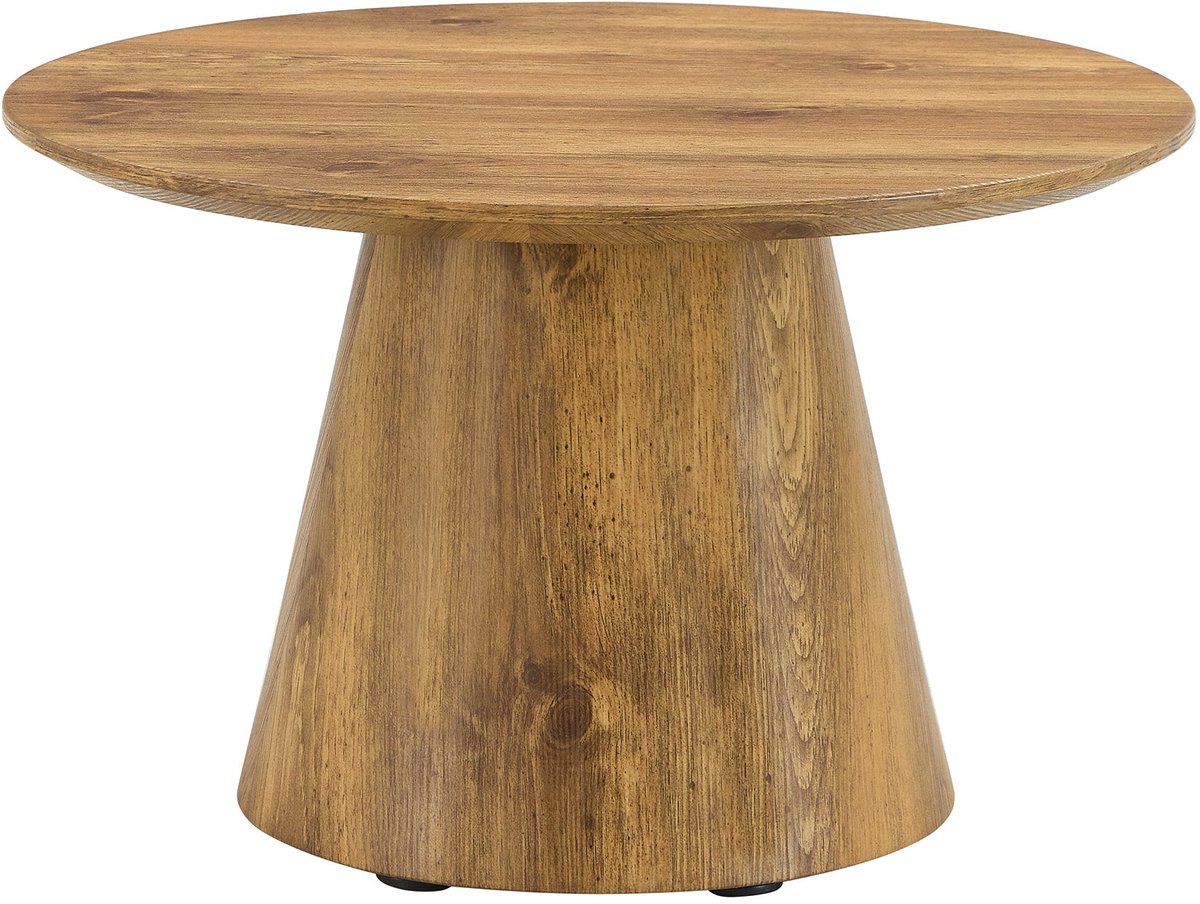 Merax Ronde Salontafel 60 Cm - Bijzettafel In Houtlook - Diameter 60 Cm - Hoogte 35 Cm - Stevige Tafel Met Viltglijders - Kleine Woonkamertafel - Balkon Tafel