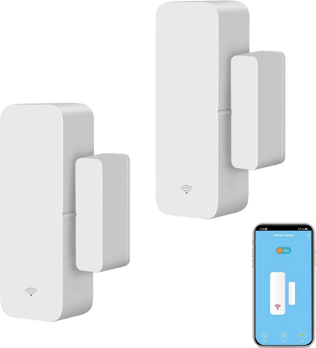 Slimme WiFi Deur- en Raamsensor - Draadloze Magnetische Contactdetector met App Meldingen