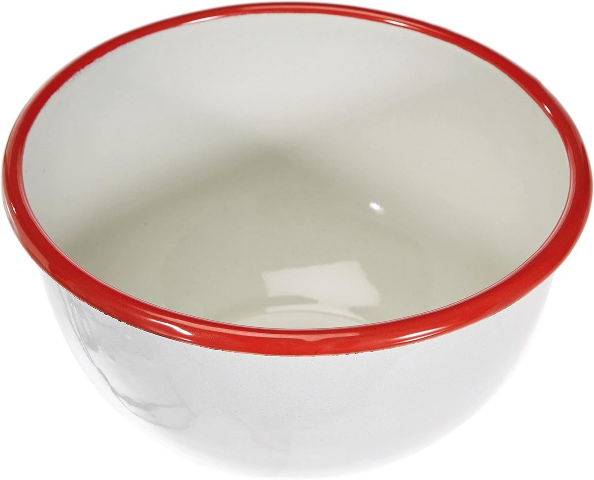 Stalen Kom voor Keuken en Huishouden 16 x 9 cm Wit/Rood
