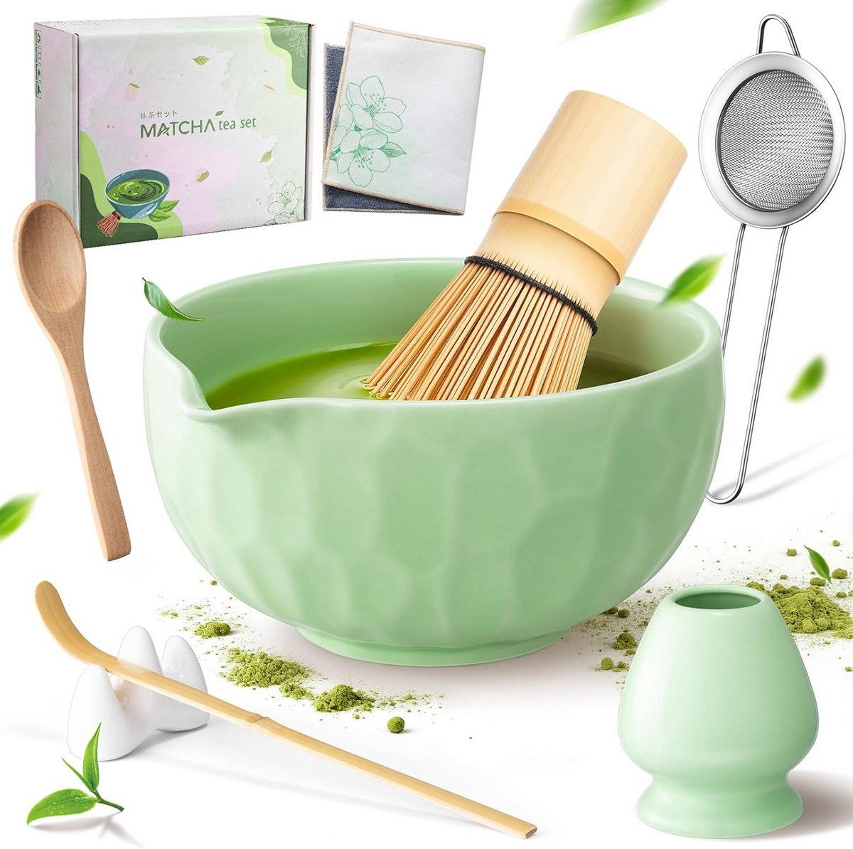 Complete 8-delige Matcha Set met Bamboe Garde, Zeef en Geschenkdoos